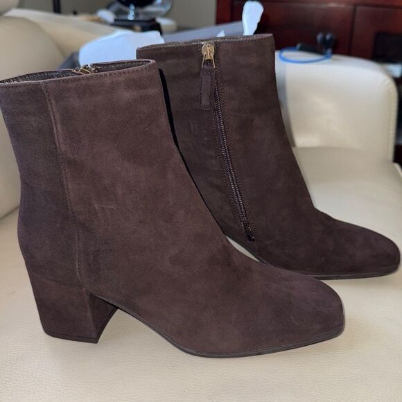 New With Tags Aquatalia Charlee Dress Weatherproof Suede Bootie Brown Espresso - Picture 6 of 8